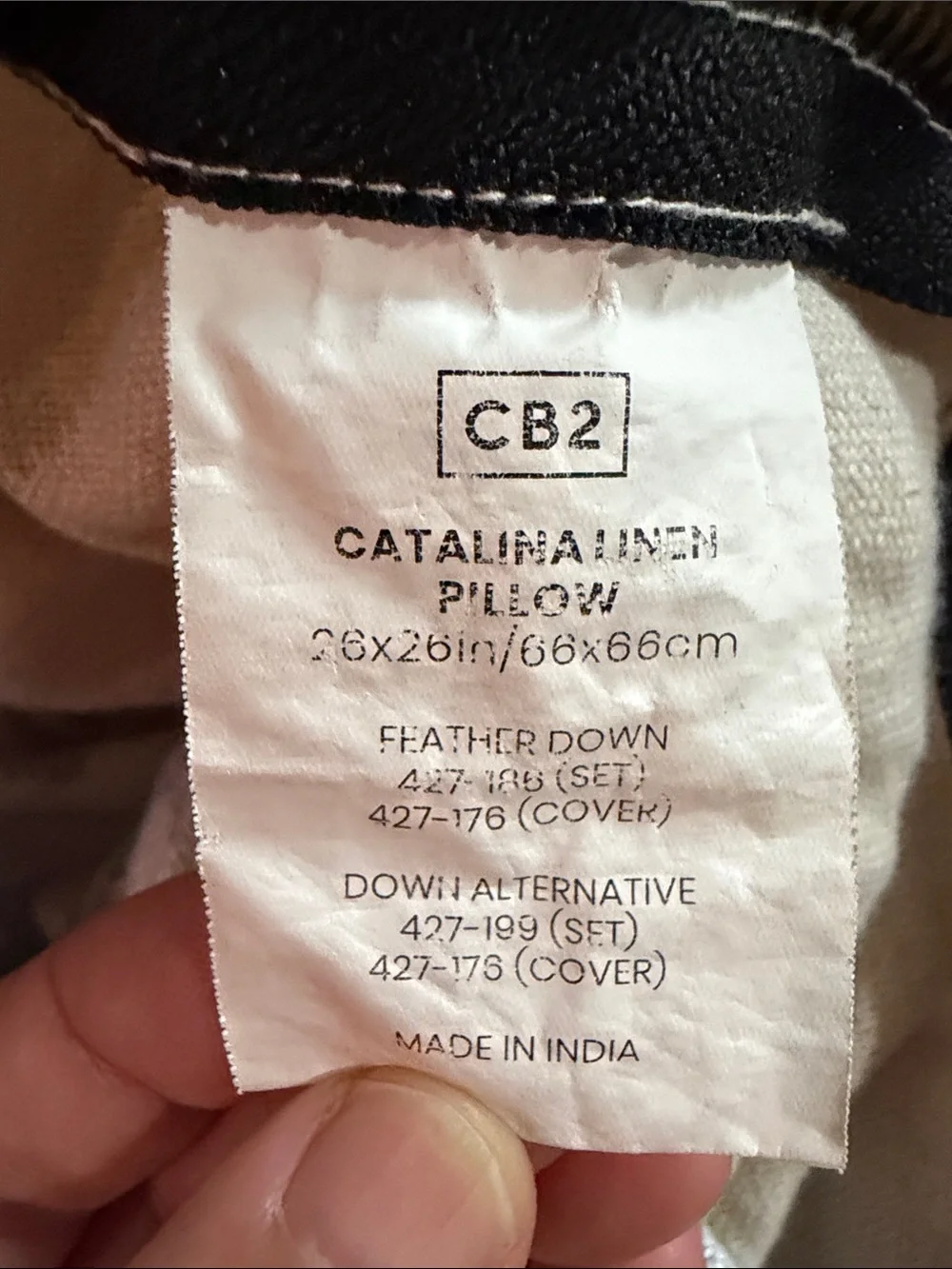 CB2 Black & Cream Print Pillow Covers 26x26 (2)